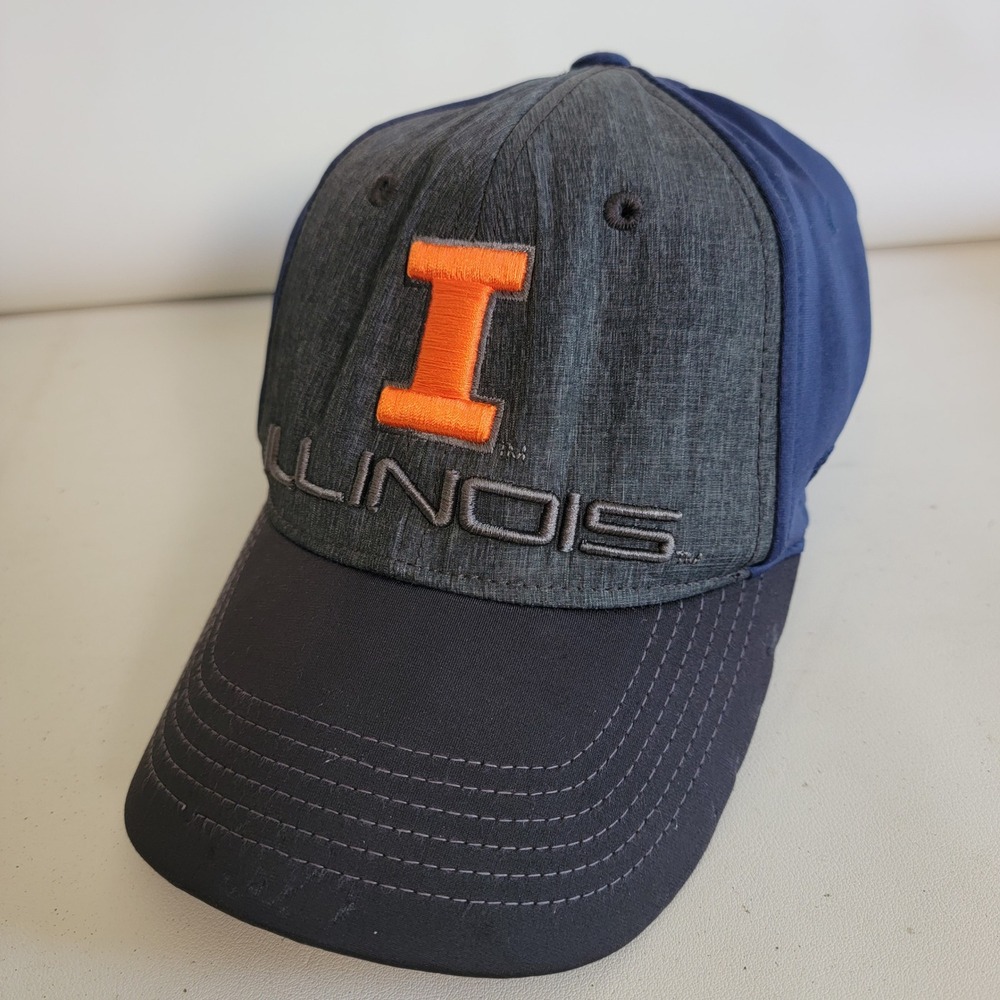 Illinois Fighting Illini Hat Top of the World One-Fit Cap Stretch Navy Blue Gray